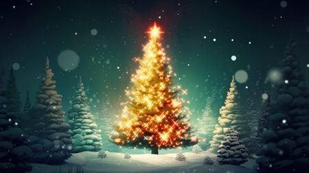 Christmas tree background. Illustration Generative AIの素材