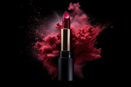 Lipstick with powder splash. Illustration Generative AIの素材
