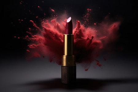 Lipstick with powder splash. Illustration Generative AIの素材