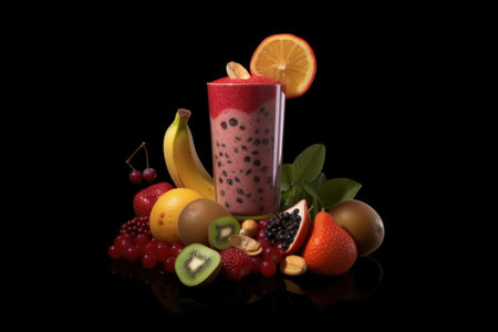 Tasty fresh smoothie. Illustration Generative AIの素材