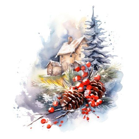 Christmas composition watercolor. Illustration Generative AIの素材
