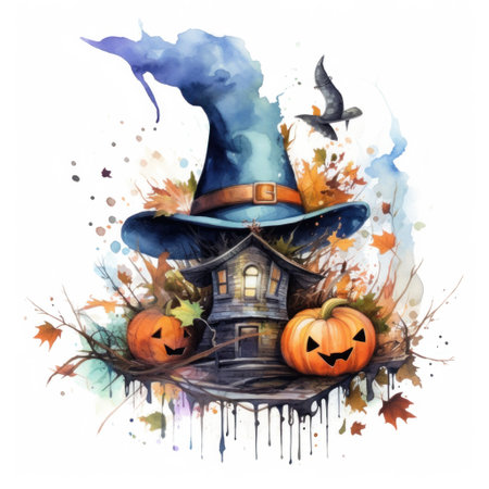 Halloween watercolor composition. Illustration Generative AIの素材