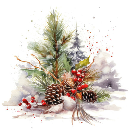 Christmas composition watercolor. Illustration Generative AIの素材