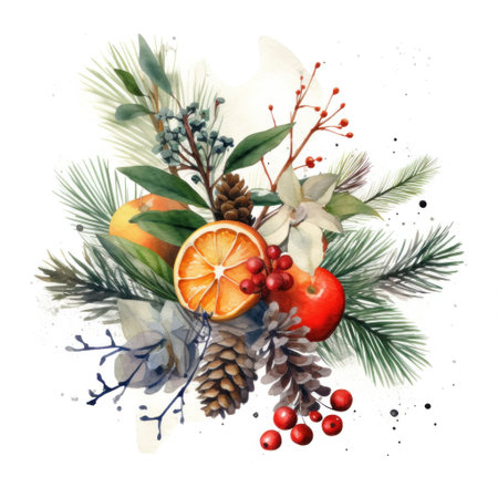Christmas composition watercolor. Illustration Generative AIの素材