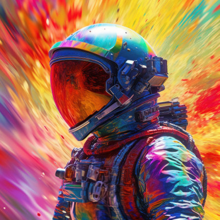 Astronaut on colorful background. Illustration Generative AIの素材
