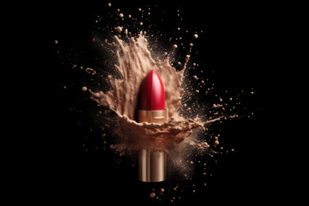 Lipstick with powder splash. Illustration Generative AIの素材
