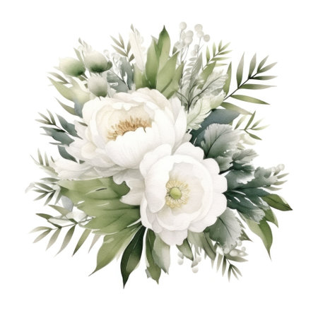 White flower watercolor isolated. Illustration Generative AIの素材