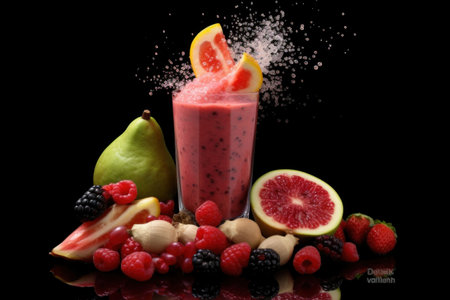Tasty fresh smoothie. Illustration Generative AIの素材
