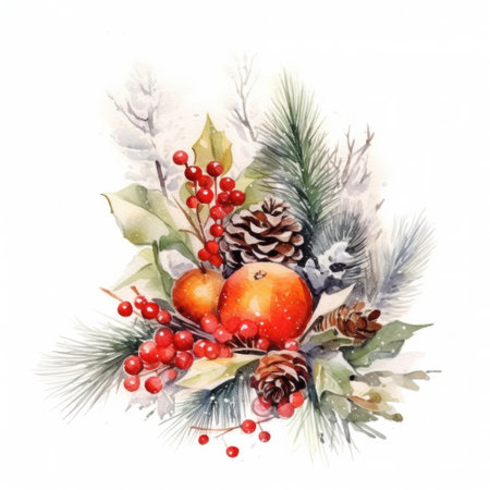 Christmas composition watercolor. Illustration Generative AIの素材