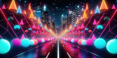 Abstract neon arrow background. Illustration Generative AIの素材
