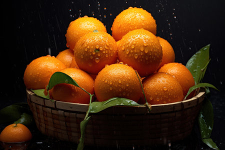 Orange tangerines background. Illustration AI Generativeの素材