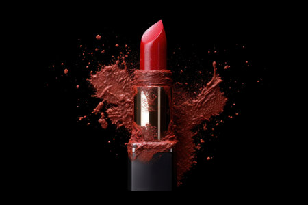 Lipstick with powder splash. Illustration Generative AIの素材