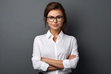 Portrait of smiling businesswoman. Illustration Generative AIの素材