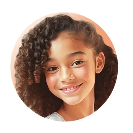 Portrait of smiling young girl for profile picture. Illustration AI Generativeの素材