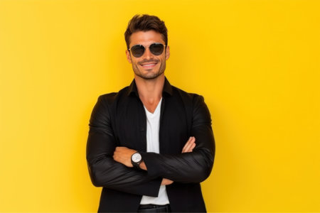 Portrait of smiling businessman. Illustration Generative AIの素材