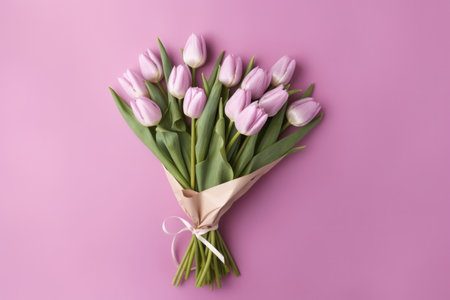 Purple background with tulips. Illustration Generative AIの素材