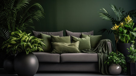 Living room with houseplantの素材