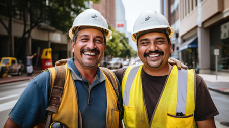 Hard hat workers togetherの素材