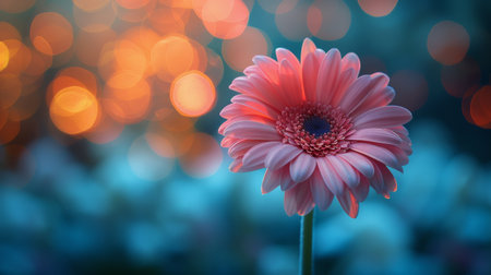 A pink flower stands in focus against a blurred background in this close-up shot.の素材