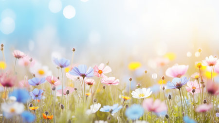 Colorful floral meadow backgroundの素材