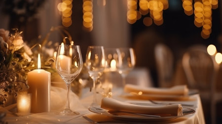 Wedding reception during an early evening during the snowの素材
