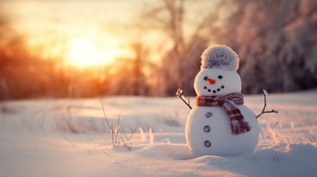 Snownam in snow backgroundの素材