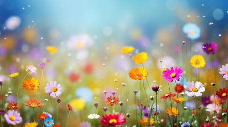 Colorful floral meadow backgroundの素材