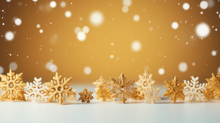 gold snowflakes with copy space.の素材