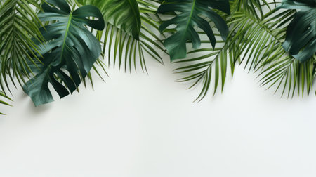 tropical leaves with copy space.の素材