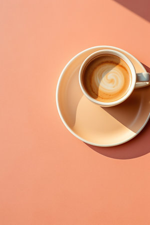 cup of coffee in the style of minimalist backgrounds.の素材