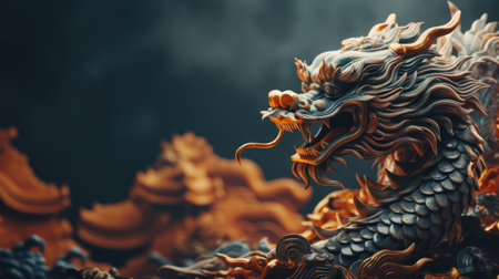 Chinese dragon with copy space.の素材