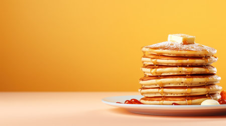 hot pancakes with copy space in the style of minimalist.の素材