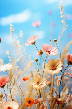 wild meadow flowers with copy space.の素材