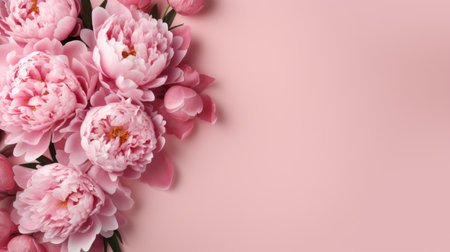 peony flowers with copy spaceの素材