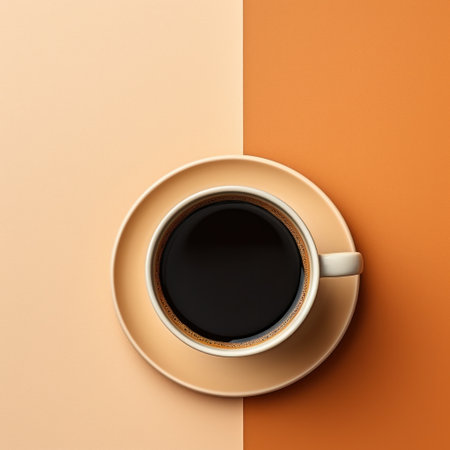 cup of coffee in the style of minimalist backgrounds.の素材