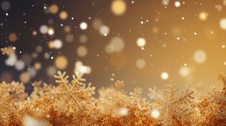 gold snowflakes with copy space.の素材