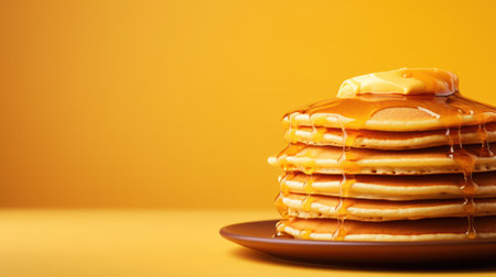 hot pancakes with copy space in the style of minimalist.の素材