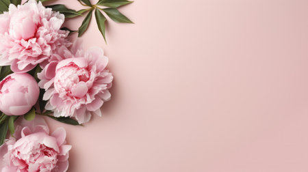 peony flowers with copy spaceの素材