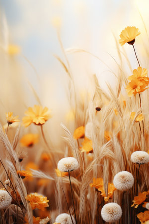 wild meadow flowers with copy space.の素材