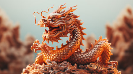 Chinese dragon with copy space.の素材