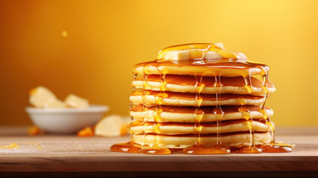 hot pancakes with copy space in the style of minimalist.の素材