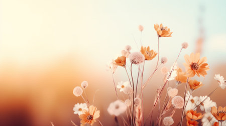 wild meadow flowers with copy space.の素材