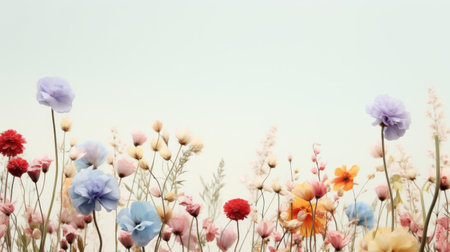 wild meadow flowers with copy space.の素材