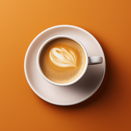 cup of coffee in the style of minimalist backgrounds.の素材