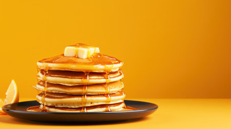 hot pancakes with copy space in the style of minimalist.の素材