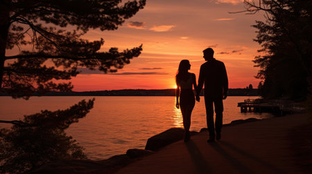 A romantic sunset. A picturesque scene of a beautiful sun.の素材