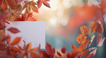 A close-up shot of red leaves with delicate details, bathed in soft, blurry light. The image creates a peaceful and ethereal atmosphere.の素材