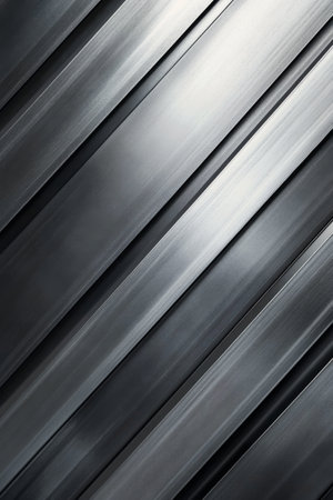 A striking abstract display of metallic textures showcases dynamic streaks in high contrast monochrome tones, creating a sense of movement and energy across the surface.の素材
