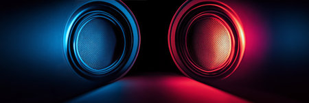 The shot reveals a detailed view of a camera lens, focusing on its intricate design and vibrant reflections. Colorful bokeh lights form a mesmerizing backdrop, enhancing the artistic feel.の素材