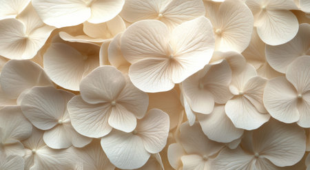 A collection of white flowers fills the space with softness and grace, showing the intricate details of the petals while creating a calming atmosphere that invites tranquility and peace.の素材